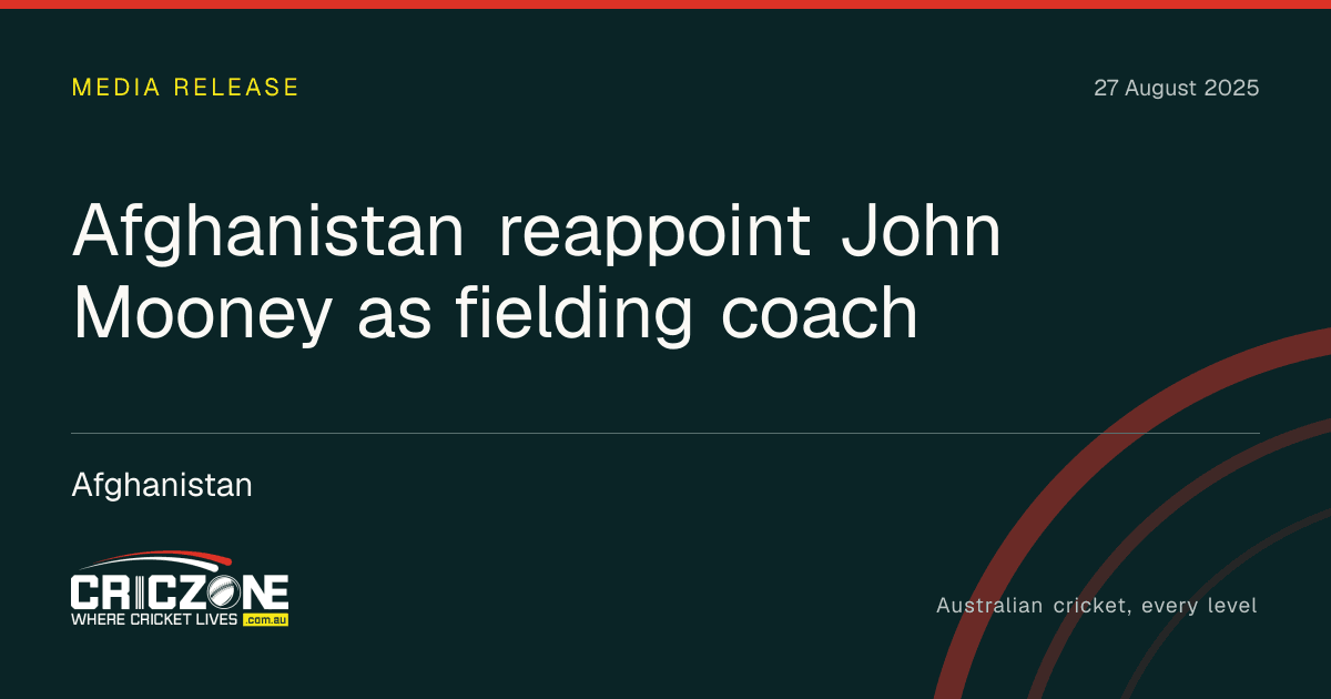 CricZone editorial cover. Afghanistan reappoint John Mooney as fielding coach. Afghanistan.