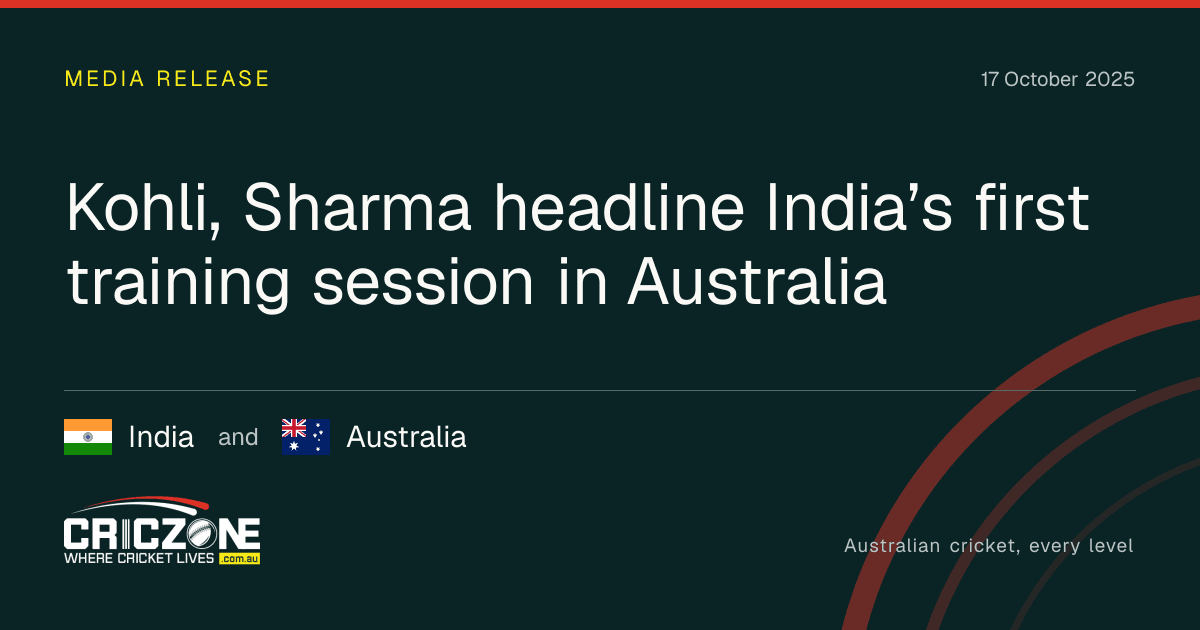 CricZone editorial cover. Kohli, Sharma headline India’s first training session in Australia. India and Australia.