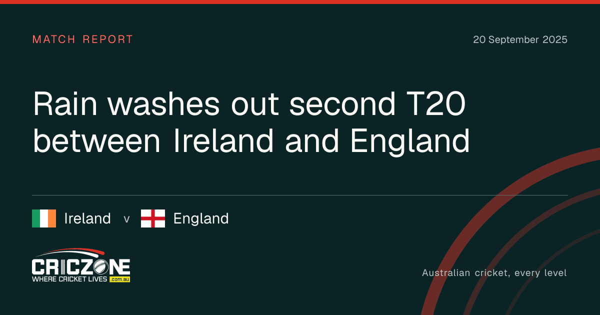 CricZone editorial cover. Rain washes out second T20 between Ireland and England. Ireland v England.