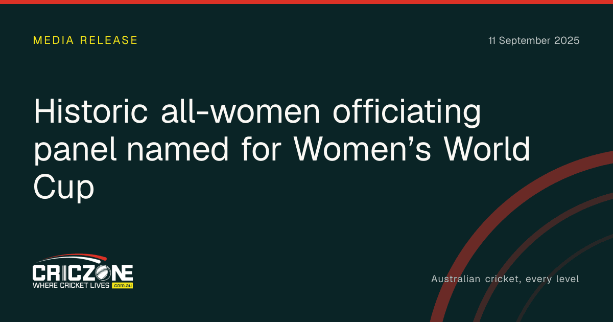 CricZone editorial cover. Historic all-women officiating panel named for Women’s World Cup.