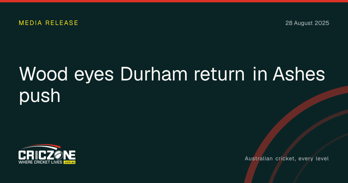 CricZone editorial cover. Wood eyes Durham return in Ashes push.