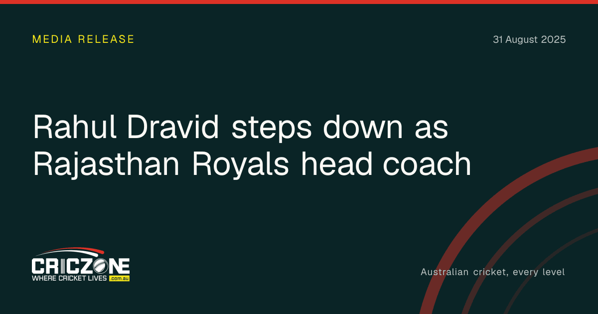 CricZone editorial cover. Rahul Dravid steps down as Rajasthan Royals head coach.