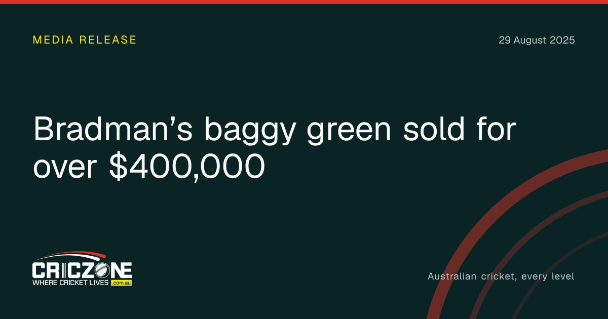 CricZone editorial cover. Bradman’s baggy green sold for over $400,000.