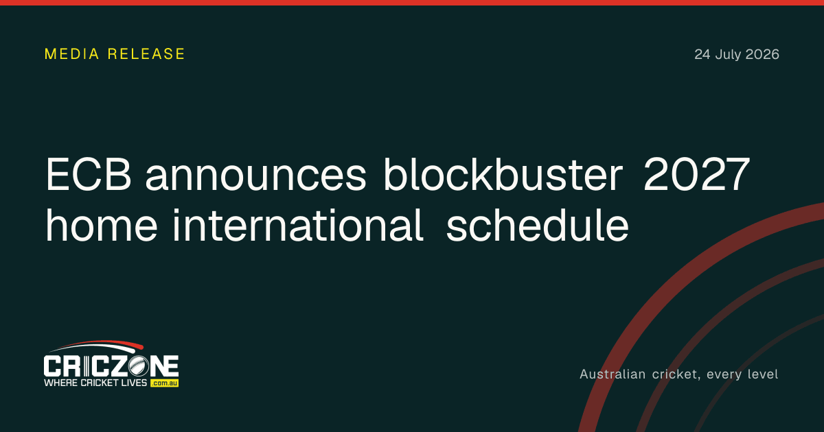 CricZone editorial cover. ECB announces blockbuster 2027 home international schedule.